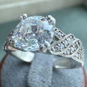Vintage CZ 925 Sterling Silver Ring Oval Cut – Size 9.5